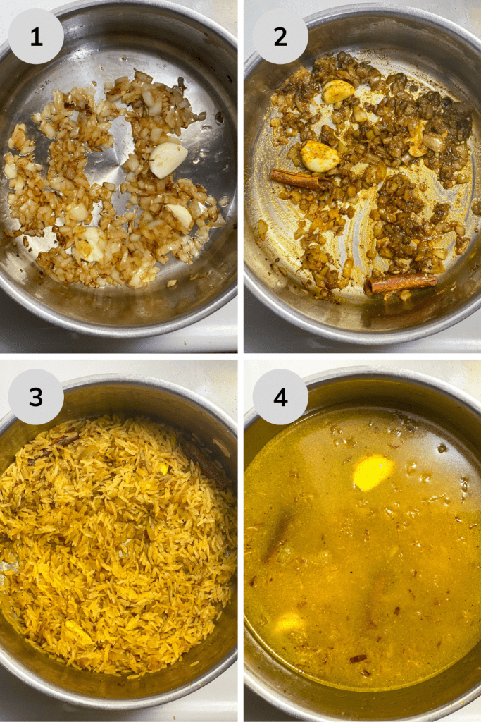 4 visual step for cooking the yellow rice