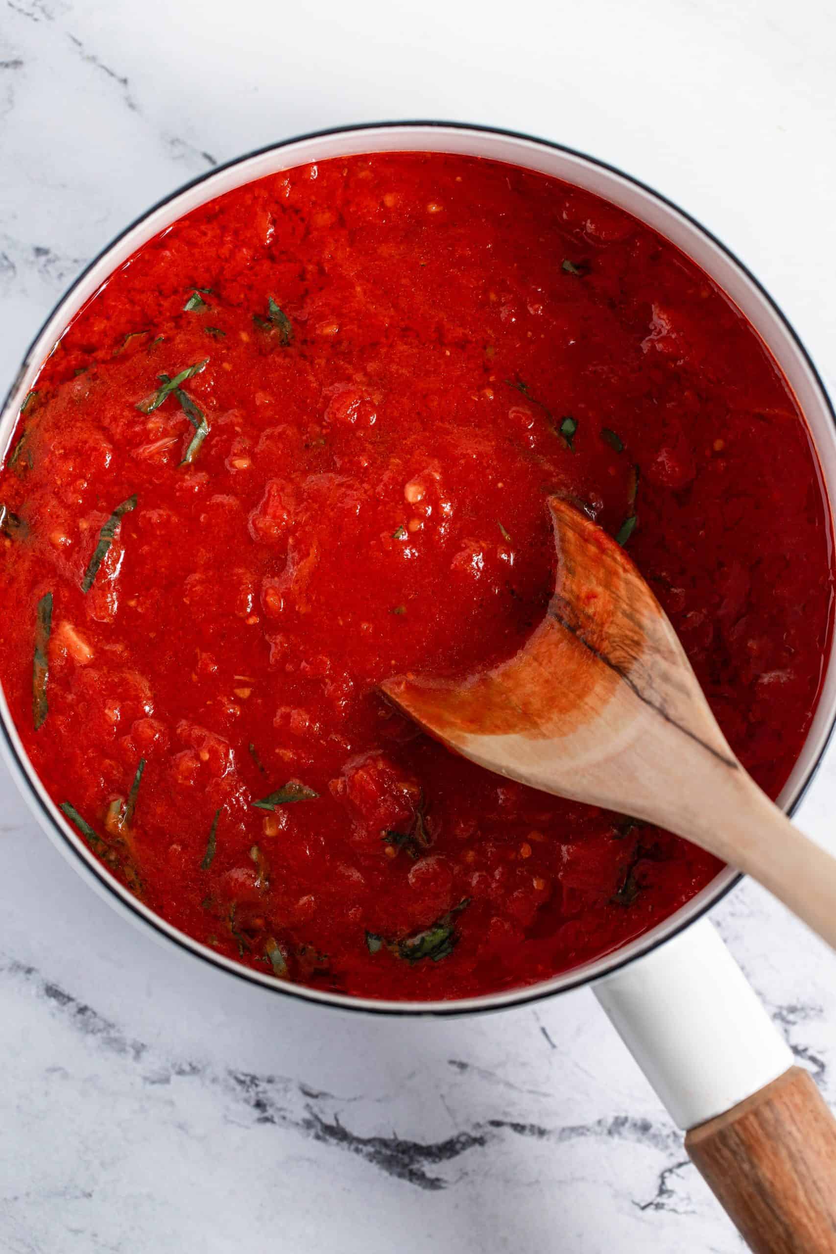 Close up of the cooked Everyday easy Marinara